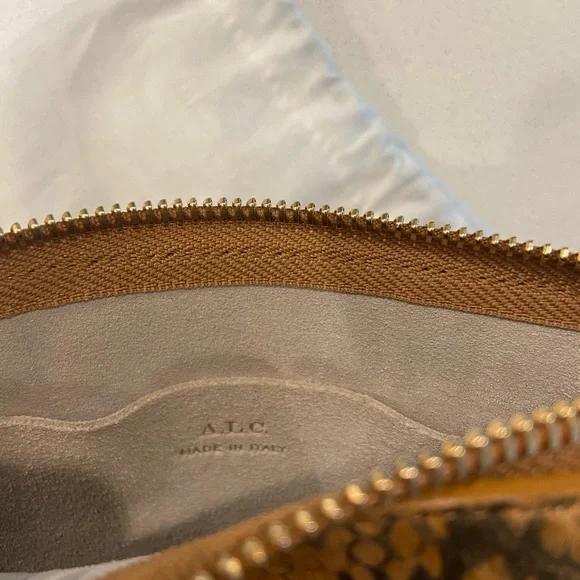 A.L.C. Joni Gold Snakeskin Handbag Clutch Purse NWOT, gold colored hardware - Picture 7 of 11